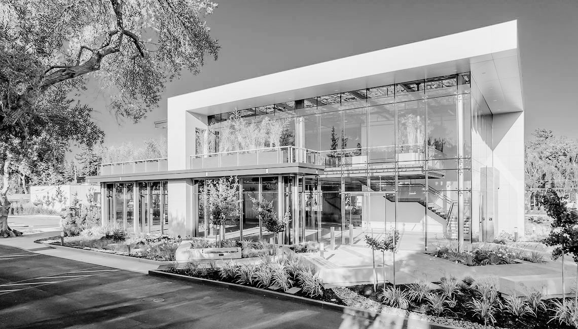 Exterior detail of the 1075 Terra Bella office building