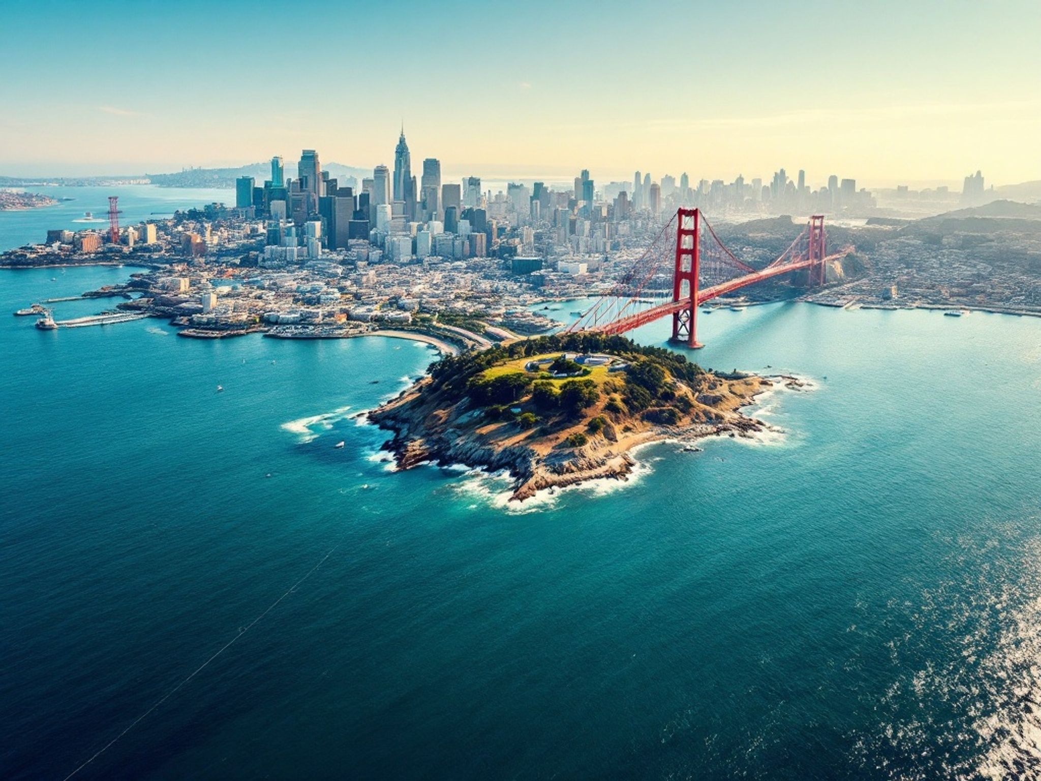 Aerial view of the San Francisco Bay Bridge